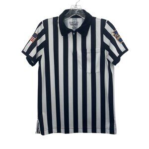 Smitty Referee Shirt American Flag P.A.A. Patch Small Black White Striped
